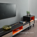 Set Ruang Tamu Lemari Kayu Desain Rak TV dengan Meja Kopi dan Meja Samping